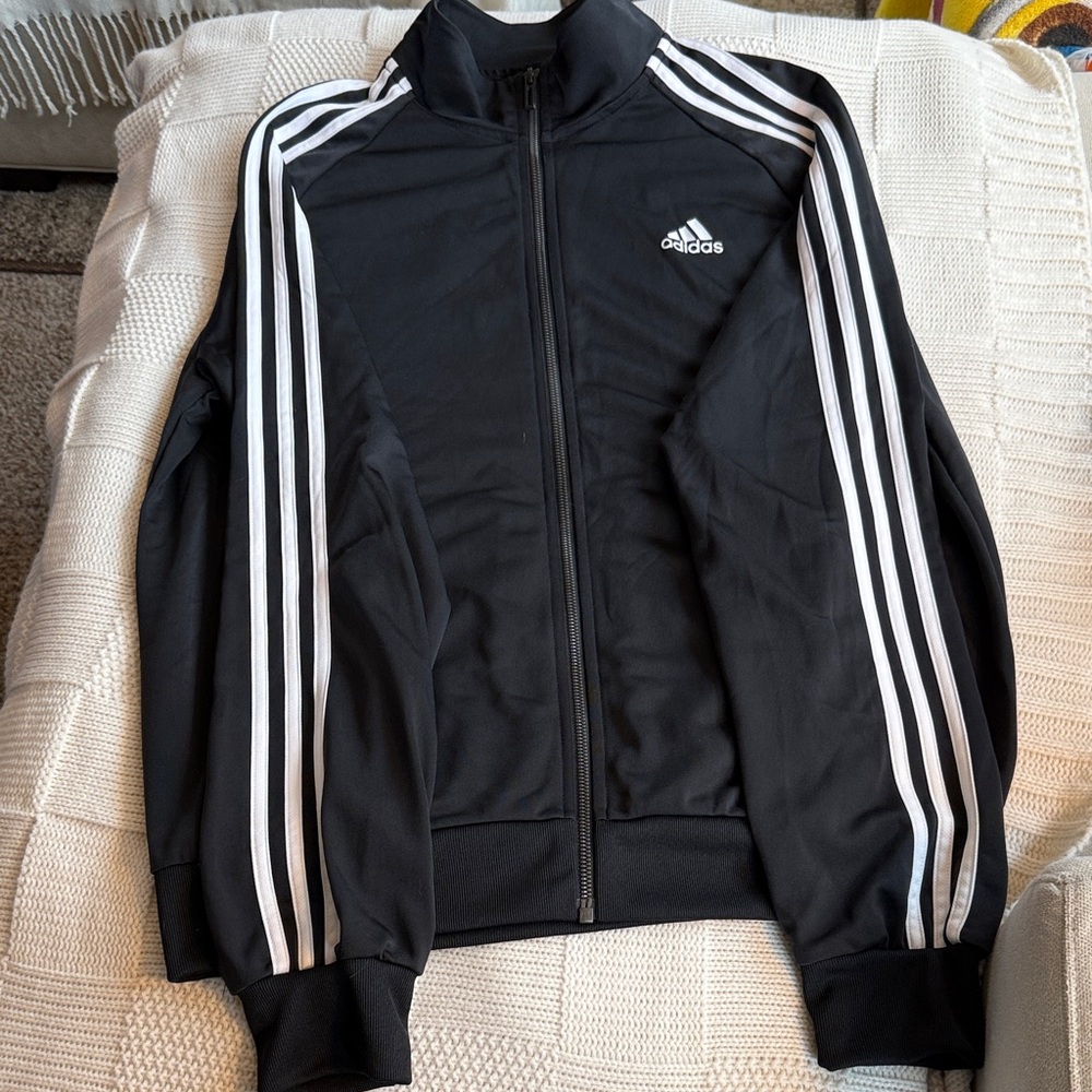 Adidas Black Jacket with White Accents.  Like new.  Size medium.